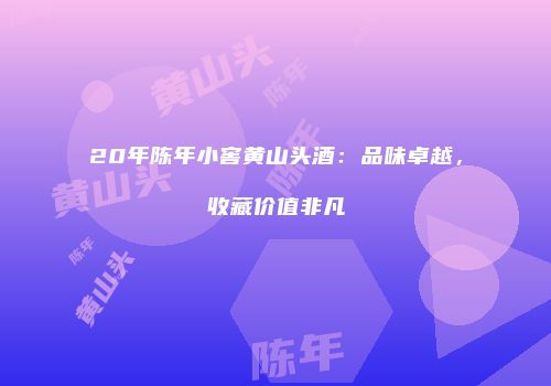 20年陈年小窖黄山头酒：品味卓越，收藏价值非凡