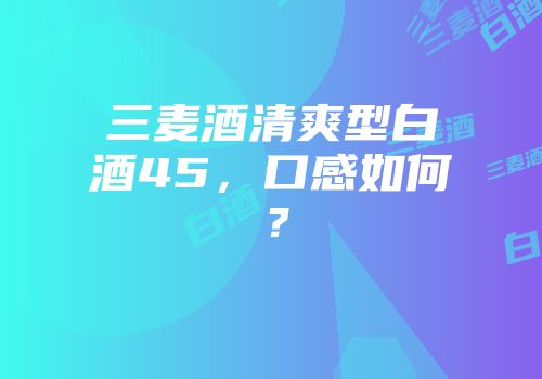 三麦酒清爽型白酒45，口感如何？