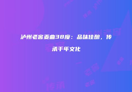 泸州老窖麦曲38度：品味佳酿，传承千年文化